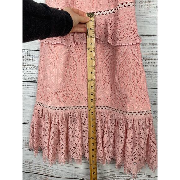 Foxiedox Pink Lace Dress Small High Neck Retro Pinup Boho Fairy Whimsical Formal - Picture 11 of 15